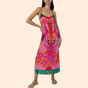 Borgo De Nor Crepe Fringe Midi Dress